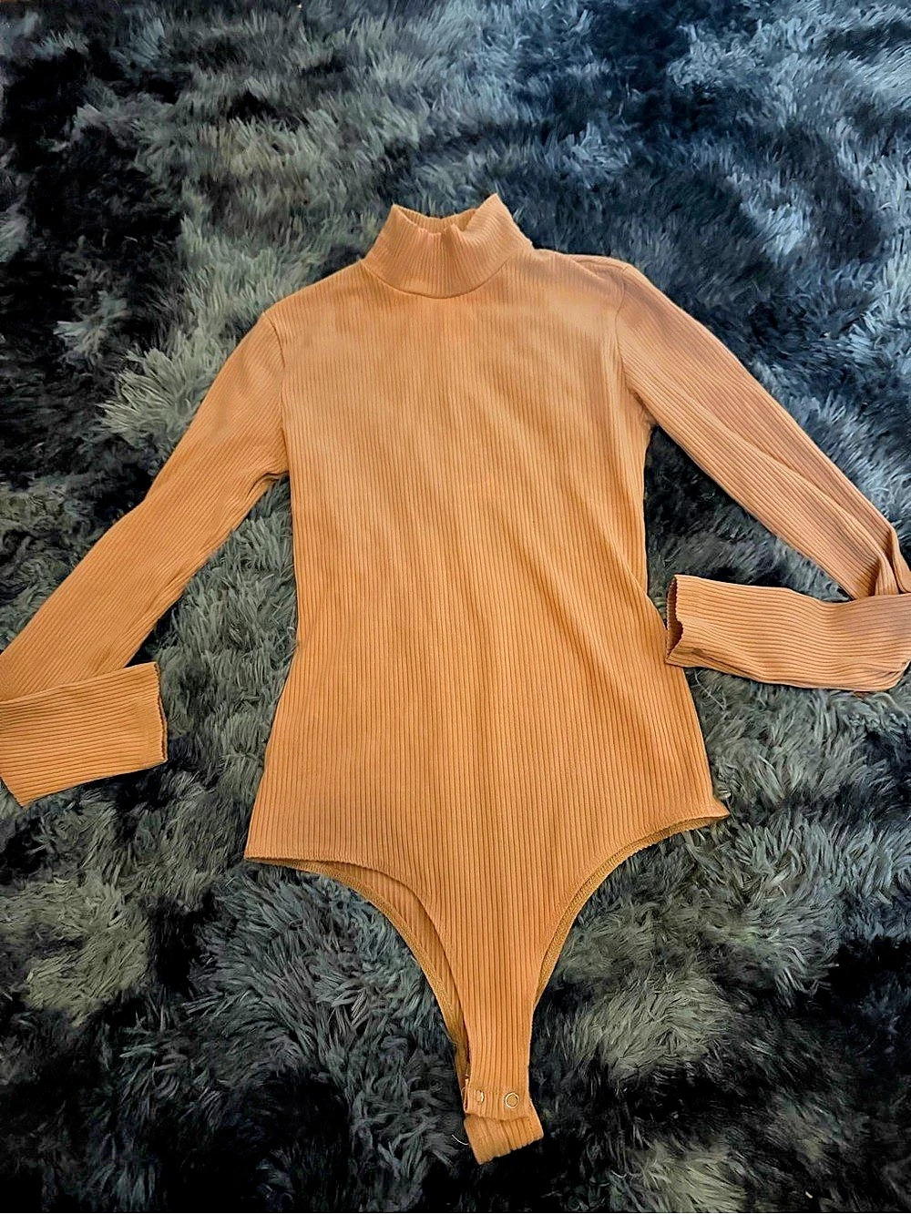 Reformation Cordelia Knit Bodysuit Ribbed Turtleneck Brown Small